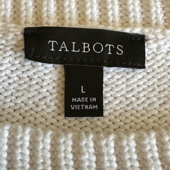 Talbots | Pointelle Crewneck Pullover Short Sleeve Sweater, White, Size L - Picture 3 of 7